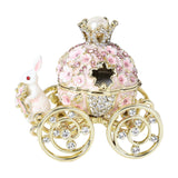 Maxbell Decorative Bunny Flower Pumpkin Carriage Trinket Jewelry Box for Grils Women Pink