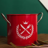 Maxbell Kitchen Hollow Bottom Spoon Fork Chopsticks Holder Box with Handles Red