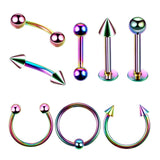 Maxbell 8 Pieces Multi-color Nose Lip Tongue Eyebrow Tragus Piercing Jewelry 8mm