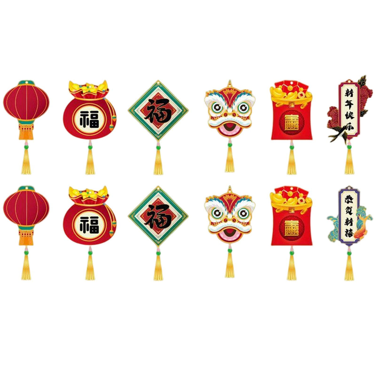 Maxbell 12 Pieces Chinese New Year Decorations Pendants for Party Office Bonsai Style A
