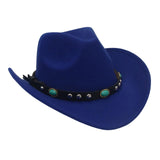 Maxbell Men's Women's Western Cowboy Hat Wide Brim Fashionable for Summer Beach Dark Blue