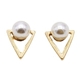 Maxbell Simple Creative Geometric Stud Earrings Faux  Pearl Earring Wedding Jewelry