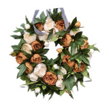 Maxbell Round Artificial Floral Peony Garland Front Door Wreath Realistic Durable 35CM