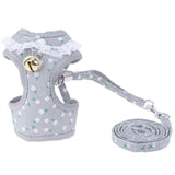 Max 1 Pc Breathable Adjustable Pet Harness Leash Set No Pull Padded Vest Grey M