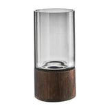 Maxbell Modern Flower Vase Wood Base Cylinder Vases Table Centerpiece Glass Vase S