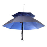 Maxbell Multipurpose Two Layers Outdoor Umbrella Hat Head Cap Brolly for Fishing Camping Hiking Golf - External Silver Internal Blue