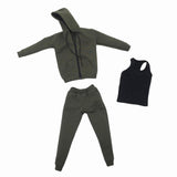Maxbell 1/6 Men Hooddie Vest Set Clothing for Phicen Figures Toys Parts green