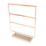 Maxbell Jewelry Earring Holder Organizer 3 Tier with Wooden Base for NightStand Shop Rose Golden