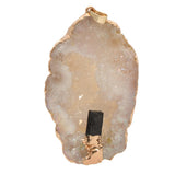 Maxbell Natural Women Lady Agate Crystal Pendant Necklace Accessory Gold and Black