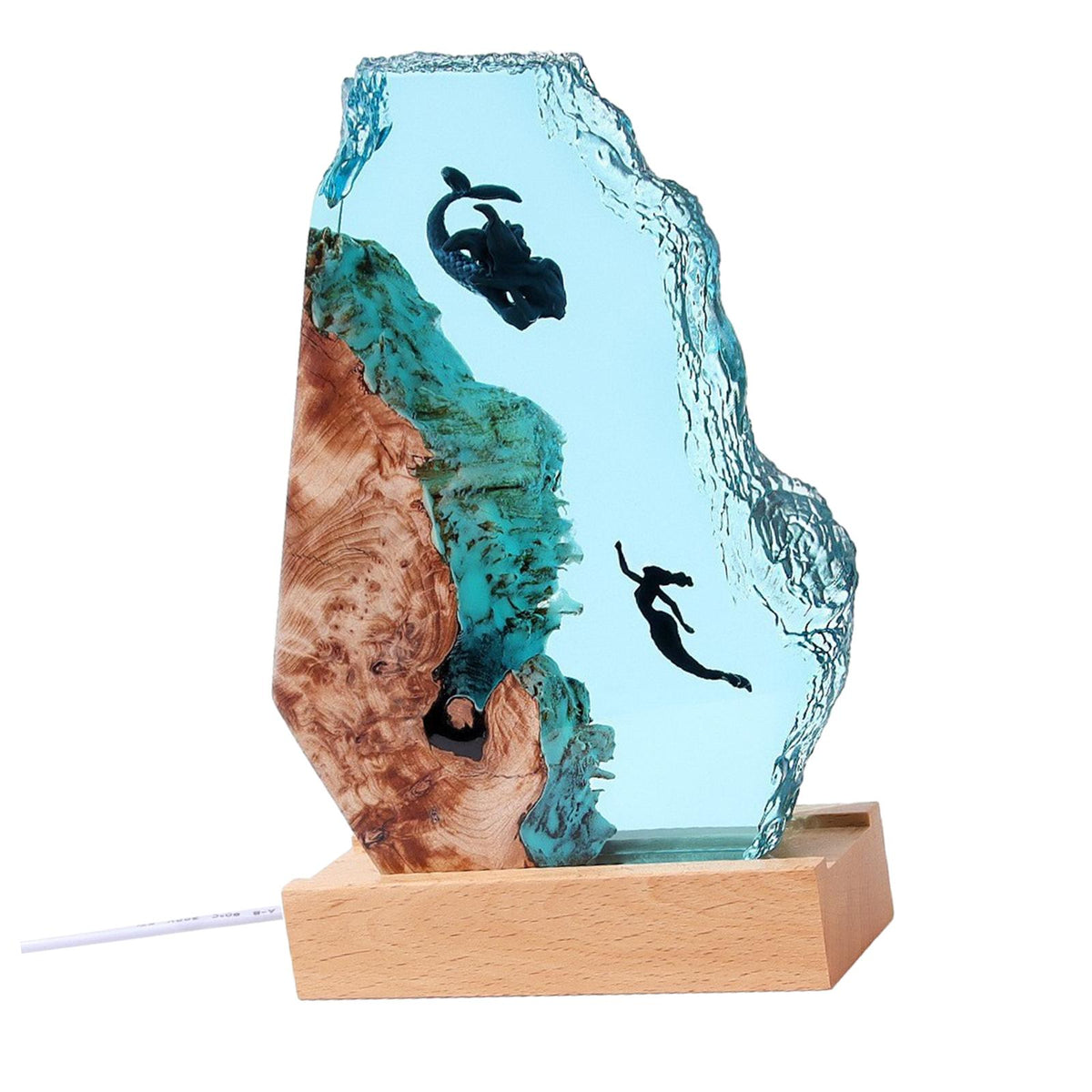 Maxbell Resin Desk Lamp Night Light Deep Sea Diving Underwater Scene for Family Swimmer