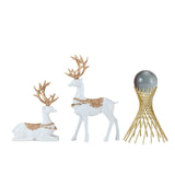 Maxbell Couple Deer Statue Resin Figurine Feng Shui for Wine Cabinet Tabletop Office White Gold Rack
