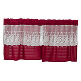 Max 2 Panels Rod Pocket Short Curtain Drapes for Kitchen Bathroom Wine Red