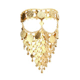 Maxbell Cosplay Belly Dance Face Veil Metal Veils for Masquerade Party Supplies Prom Aureate