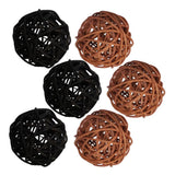 Maxbell 6Pcs 6cm Wicker Rattan Vine Ball DIY Ornaments Crafts  coffee black mixed