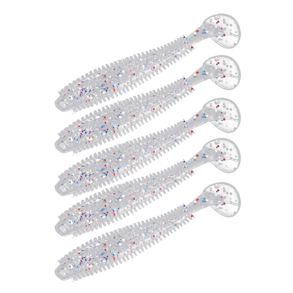Max 5 Pieces PVC Fishing Lure Bait Artificial Bait Tackle with T-tail 9cm 4.6g B