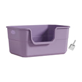 Maxbell Open Litter Box Cats Toilet with Hollow Handles Easy to Clean for Indoor Cats purple