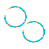 Maxbell C Shaped Hoop Earrings Round Soft Pottery Bohemian for Girls Teens Blue