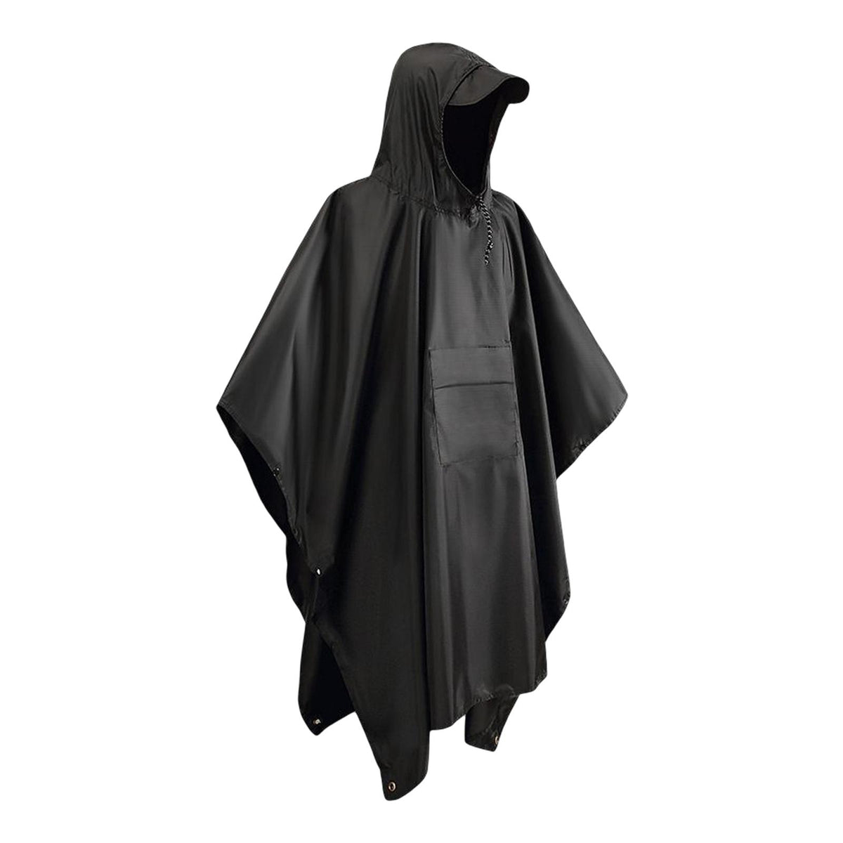 Maxbell Wet Weather Rain Poncho with Pocket Reusable Adult Emergency Outdoor Black