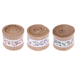 Max 3 x Rose Flower Natural Jute Burlap Ribbon Roll Wedding Holiday Party Supply