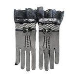 Maxbell Ladies Short Lace Gloves Tulle Wrist Length for Banquet Dress Evening Dance black