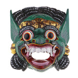 Maxbell Collectibles Thailand Wooden Hand Carved Facial Mask Wall Hanging Art Green