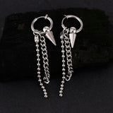 Maxbell Stainless Steel Link Ball Chain Hippy Punk Earrings Tassel Stud Non-piercing