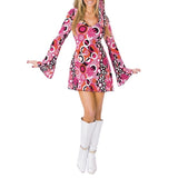 Maxbell Women Retro 60s 70s Hippie Costume Ivana Gogo Flare Dress Flower Power M