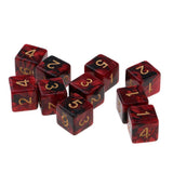 Max 10x 6-sided Game Dice 16mm Dice for Board Games /Teaching Math Red+Black