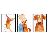 Maxbell 3 Panels Cute Canvas Paintings Wall Decor for Living Room Nursery Room E