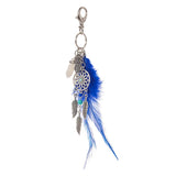 Max Boho Style Turquoise Blue Feather Charm Keyring Key Chain Mini Palm Keyfob