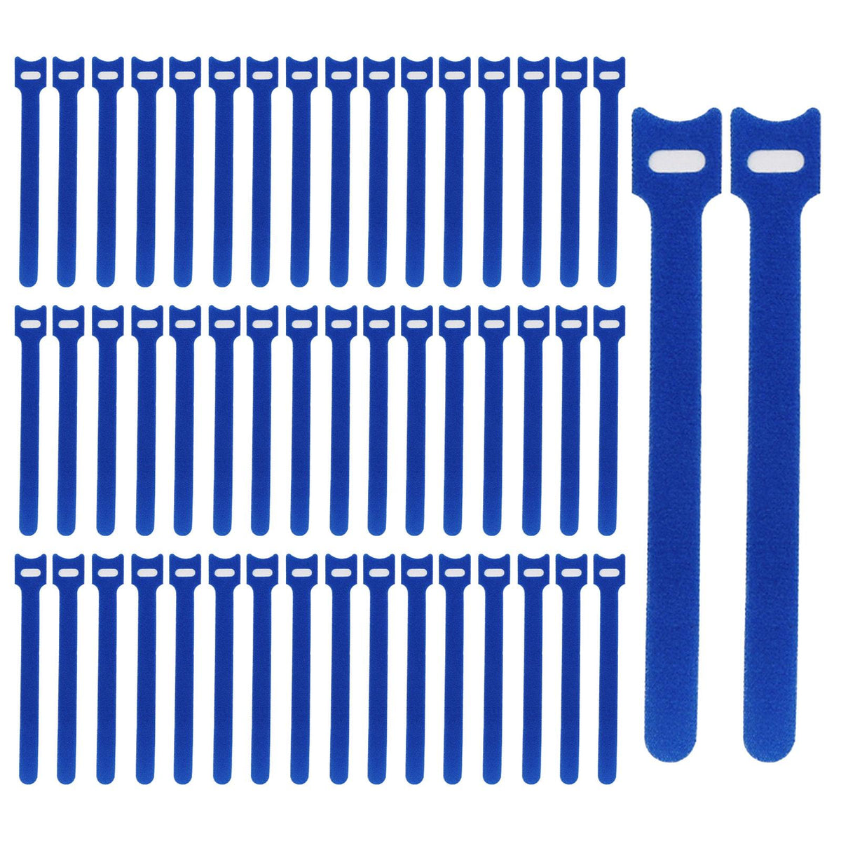 Maxbell 50 Pieces Releasable Cable Ties Removable Heavy Duty Fastening Hook and Loop blue