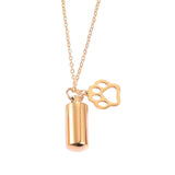 Maxbell Small Cylinder Cremation Urn Necklace Ashes Keepsake for Dog and Cats Ashes Aureate Paw