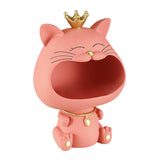 Maxbell Key Bowl Resin Cat Figurine Sculpture Big Mouth Animal Bowl Lucky Cat Statue Pink
