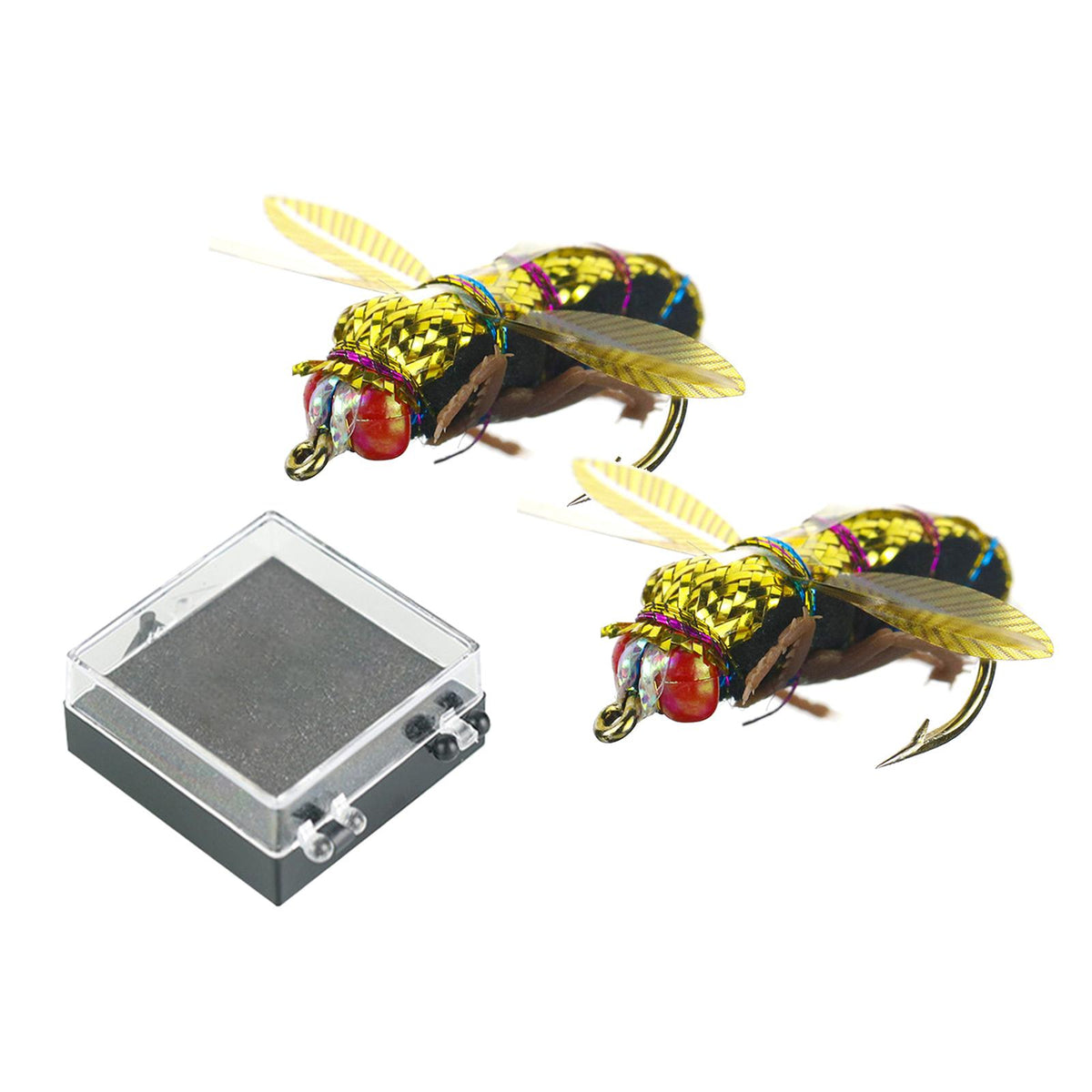 Maxbell 2x Simulation Fishing Insect Lure Splashing Flies/Mosquito/Bee Baits 25mm