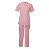 Maxbell Breathable Nursing Scrubs Uniform Comfortable for SPA Worker Cosmetology Pink S