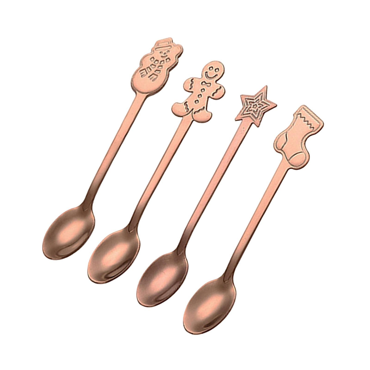 Maxbell 4x Mini Coffee Spoons Stainless Steel Spoon for Cafe Room Dessert Rose Aureate