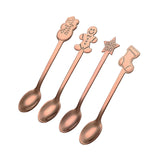 Maxbell 4x Mini Coffee Spoons Stainless Steel Spoon for Cafe Room Dessert Rose Aureate