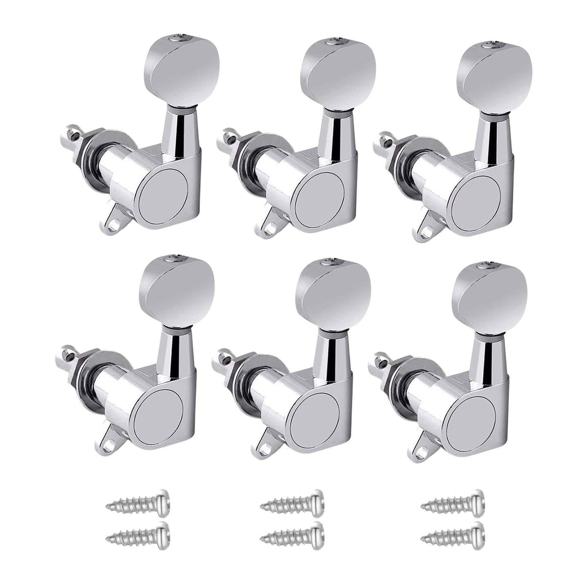 Maxbell 6x Guitar Tuning Pegs Sealed String Pegs for Classic Guitars Electric Guitar Argent 6L