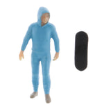 Max 1:64 Figures Diorama Skater Boy with Skateboard Miniature Model  Blue