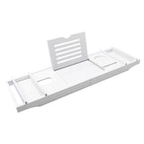 Maxbell Luxury Bamboo Bathtub Caddy Tray Bath Organizer Rack Bathtub Accessories white