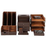 Maxbell Desk File Storage for Office Supplies  Brown set of 8 piece