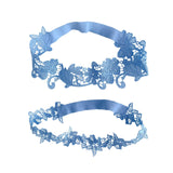 Maxbell 2x Bridal Wedding Garters Flower Lace Garter Belt Women Thigh Rings Blue