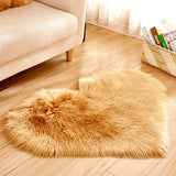 Max Heart Shape Shaggy Faux Sheepskin Area Rug Floor Carpet Mat Khaki