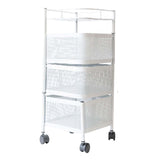 Maxbell Storage Trolley Bathroom Storage Shelves Rolling Cart Kitchen 3 Tiers and white