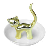 Maxbell Cat Ring Holder Sculpture Organizer Collectible for Office Home Ornament Golden