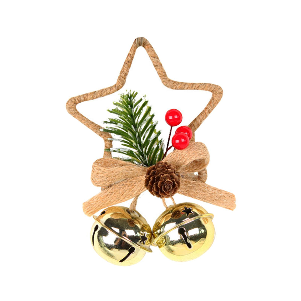 Maxbell Christmas Hanging Bow Bell Pendant Decor Ornament for New Year Indoor aureate