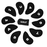 Maxbell 10pcs Neoprene Golf Iron Head Covers+1 Pcs Golf Putter Headcovers Set Black