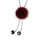 Maxbell Mink Wool Fur PomPom Winter Sweater Chain Women Long Hanging Ornaments Red