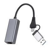 Maxbell Aluminum Alloy USB and USB C to Ethernet Adapter Connector for Notebook