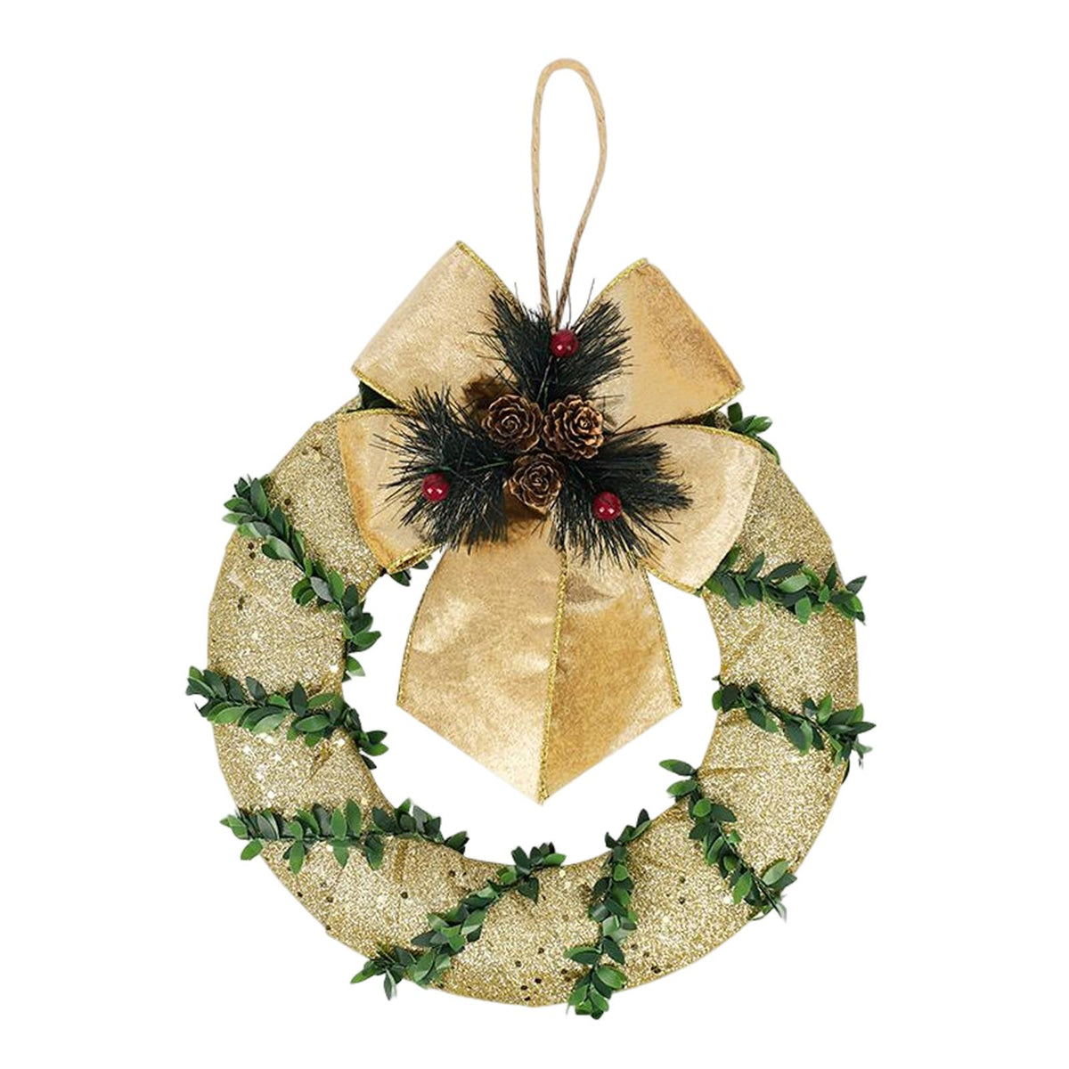 Maxbell 9.8inch Xmas Wreath Tabletop Centerpieces for Farmhouse Parties Fireplace Aureate